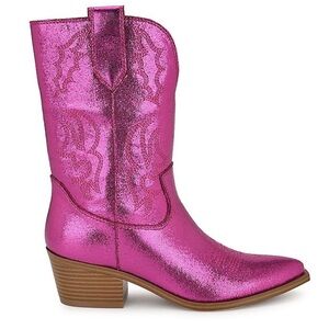 NWB Nine West Yunela Cowboy Western Boot in Magenta Metallic. Sz 7.5